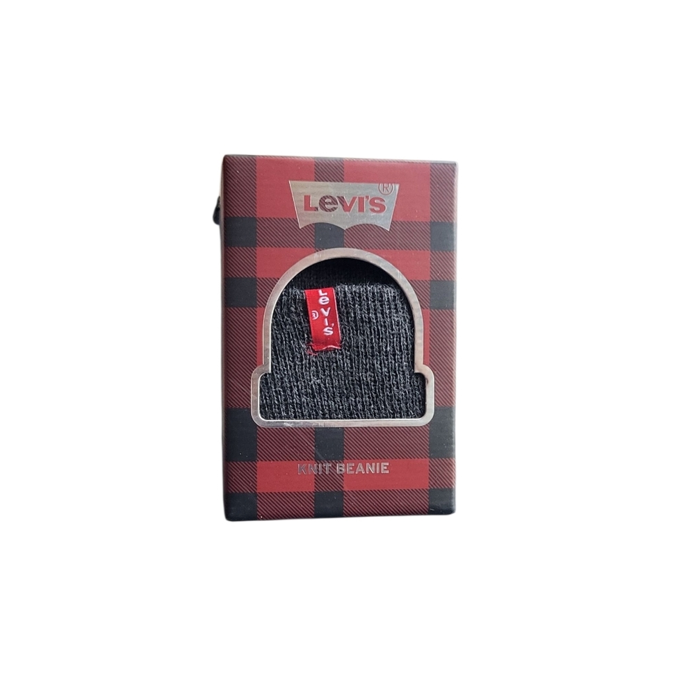 NEW Men's Levi's Stocking Stuffer Classic Logo Patch Knit Beanie - Charcoal
